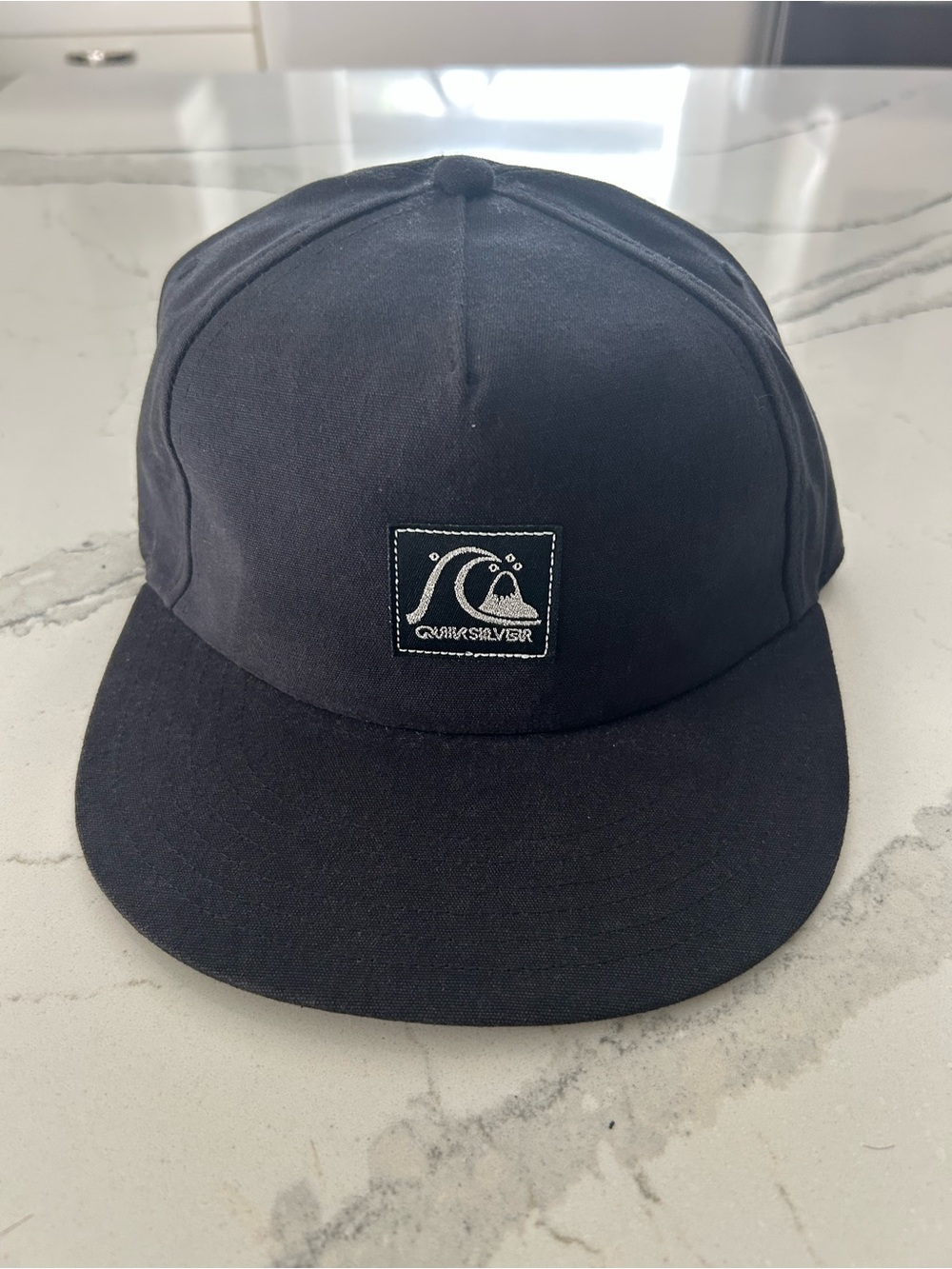 Quiksilver Black Strapback Hat Surf Logo Patch Adjustable Cap